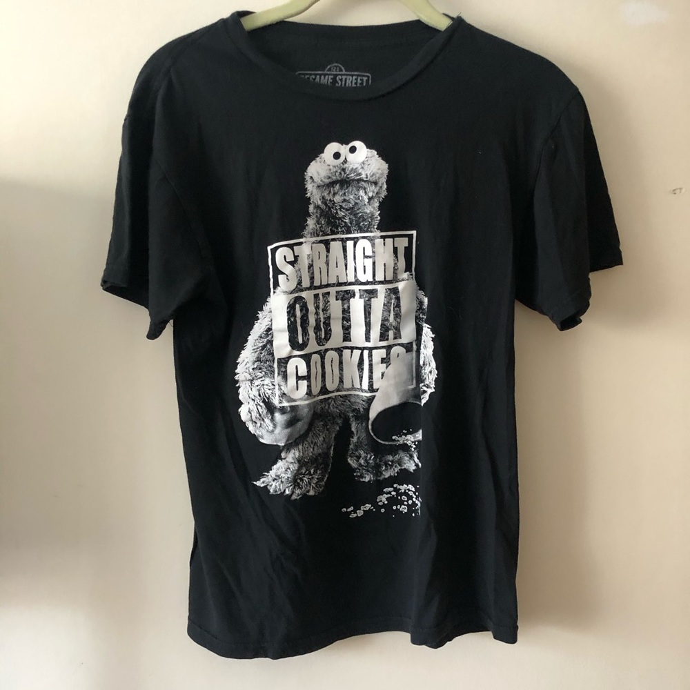 Straight outta cookies black Sesame Street tee